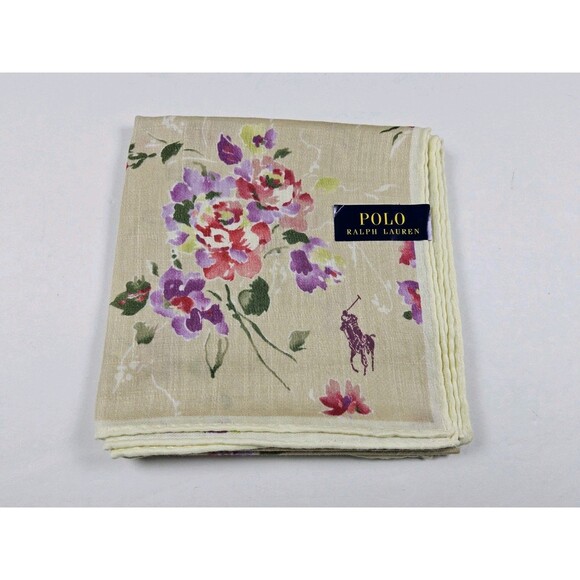 Ralph Lauren Floral Cotton Handkerchief Neckerchief Bandana Scarf Pocket Square - Picture 1 of 3